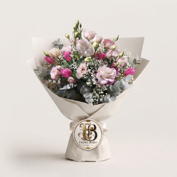 Bouquet Romantico di Lisianthus e Tulipani – Fiori Bibo
