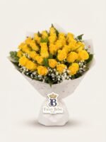 Bouquet "Sole di Roma" con Rose Gialle e Gypsophila – Fiori Bibo
