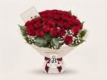 Bouquet "Rosso Eterno" Deluxe – Maxi Rose Rosse e Gypsophila – Fiori Bibo