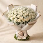 Bouquet "Bianca Purezza" – Rose Bianche e Gypsophila – Fiori Bibo