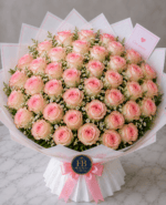 Bouquet "Incanto Duetto" – Rose Bicolor Bianche e Rosa (Jamboree) – Fiori Bibo