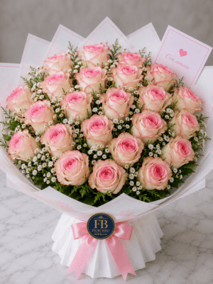 Bouquet "Incanto Duetto" – Rose Bicolor Bianche e Rosa (Jamboree) – Fiori Bibo