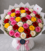 Bouquet Miste – Rose Miste Colorate e Gypsophila – Fiori Bibo