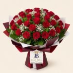 Bouquet "Rosso Eterno" – Rose Rosse e Gypsophila – Fiori Bibo