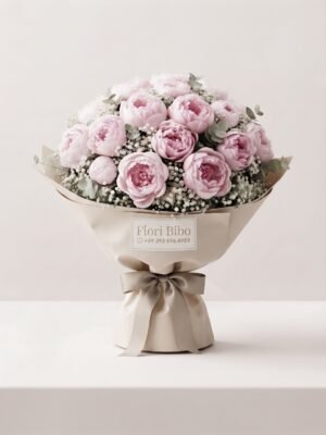 Bouquet Delicato di Pioni Rosa Chiaro