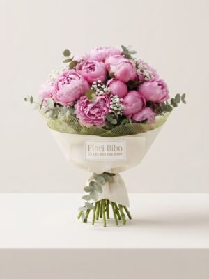 Bouquet Elegante di Pioni Rosa