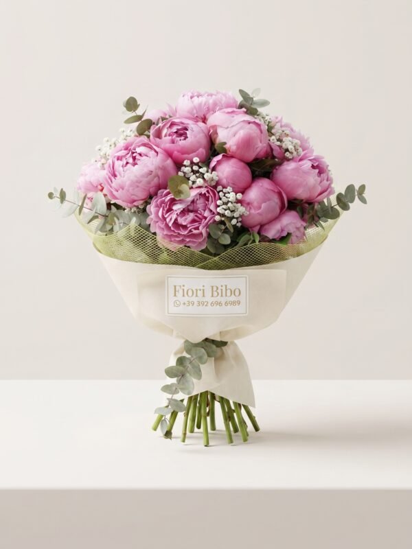 Bouquet Elegante di Pioni Rosa
