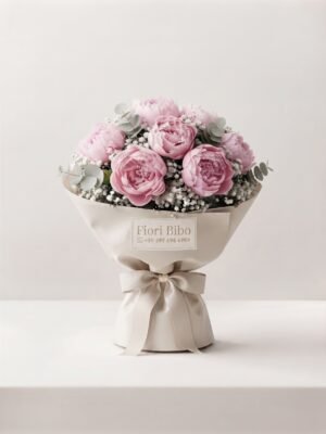 Mini Bouquet di Pioni Rosa Classico