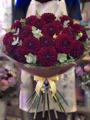 Bouquet "Dalie Borgogna Reale" – Eleganza Profonda e Scultura – Fiori Bibo