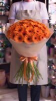 Bouquet "Gerbera Arancioni Energia" – Gerbere Fresche a Cupola – Fiori Bibo