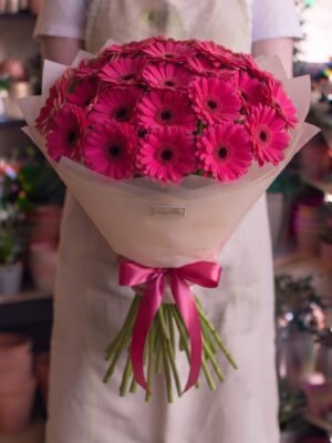 Bouquet "Gerbera Fucsia Vivace" – Gerbere Fresche a Cupola – Fiori Bibo