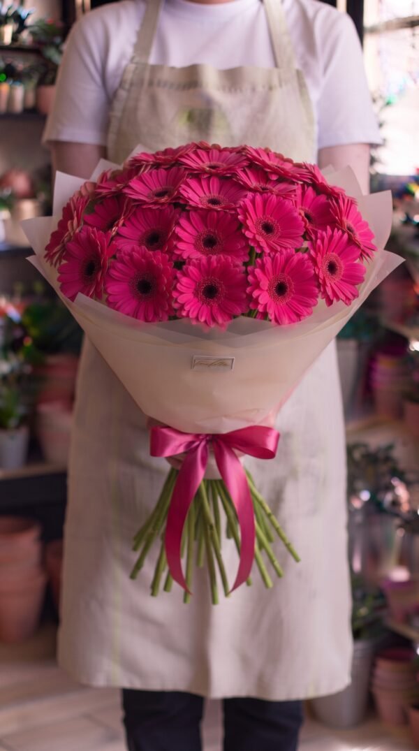 Bouquet "Gerbera Fucsia Vivace" – Gerbere Fresche a Cupola – Fiori Bibo