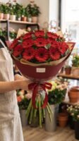 Bouquet "Gerbera Rosse Passione" – Gerbere Fresche a Cupola – Fiori Bibo