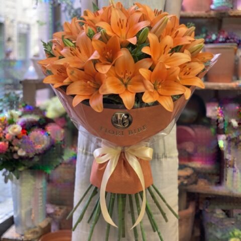 Bouquet "Gigli Arancioni Energia" – Calore, Profumo e Lusso – Fiori Bibo