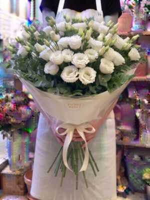 Bouquet "Lisianthus Bianchi Purezza" – Eleganza e Delicatezza a Cupola – Fiori Bibo