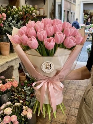 Bouquet "Tulipani Rosa Tenerezza" – Tulipani Freschi a Cupola – Fiori Bibo