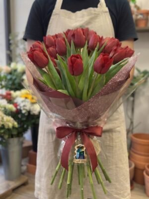 Bouquet "Tulipani Rossi Passione" – Tulipani Freschi a Cupola – Fiori Bibo