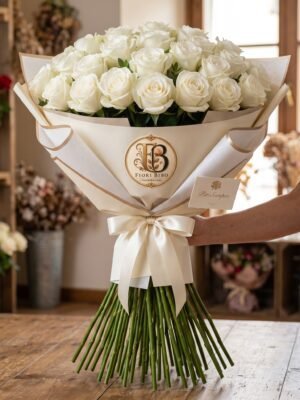 Bouquet "Bianco Maestoso" | Rose Bianche a Roma | Fiori Bibo