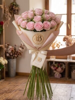 Bouquet "Rosa Maestoso" – Rose Rosa a Cupola e Stelo Lungo – Fiori Bibo