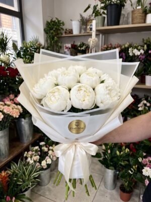 Mazzo "Peonia Bianca Reale" – Peonie Naturali a Cupola – Fiori Bibo